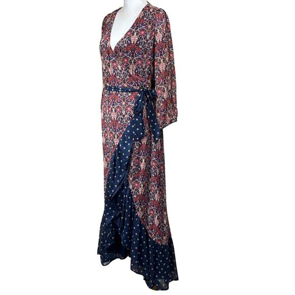 Biltmore wrap maxidress, blue/red, eclectic, feminine, transitional, bohemian - Picture 2 of 7